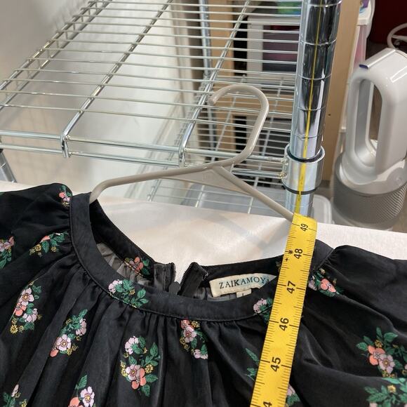 Zaikamoya‎ Women's Black Floral Midi Dress Size L Modest - Picture 3 of 11